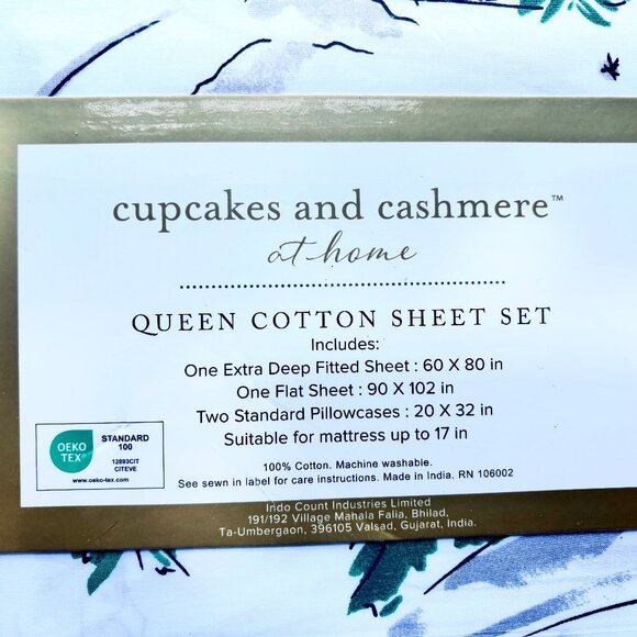 Cupcakes & Cashmere Christmas Tree Holiday ALL Cotton Sheet Set - 4pc QUEEN Size - Picture 6 of 6